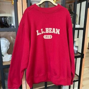 Vintage 90s L.L. Bean pullover sweater patch mock cream neck ribbed embroidered